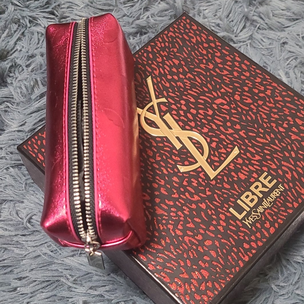 Ysl beauty makeup pouch metal fushia